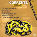 50 Metros Corrente Para Calha Zebrada Elo Pequeno Sinalização Cor Preto Amarelo Plastcor