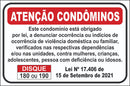 Placa Sinalização Violência Doméstica Condomínio 30x20cm