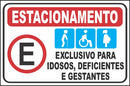 Placa Estacionamento Deficientes Idosos E Gestantes 30x20cm