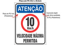 Placa Velocidade Máxima 10km/h Condomínio 40x30cm Ps 1mm