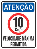 Placa Velocidade Máxima 10km/h Condomínio 40x30cm Ps 1mm