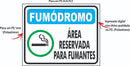 Placa Sinalização Área Para Fumantes Fumódromo 25x20 Ps 1mm