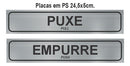 Kit 2 Placas Sinalização Puxe E Empurre 25x5cm Ps 1mm