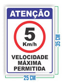 Placa Aviso Atenção Velocidade Máxima Permitida Ps Pvc