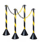 Kit 4 Organizador Fila Pedestal Separador + 10m Corrente Elo Pequeno Cor da fita Preto/ Amarelo Cor do pedestal Preto/Amarelo