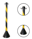 Kit 4 Organizador Fila Pedestal Separador + 10m Corrente Elo Pequeno Cor da fita Preto/ Amarelo Cor do pedestal Preto/Amarelo